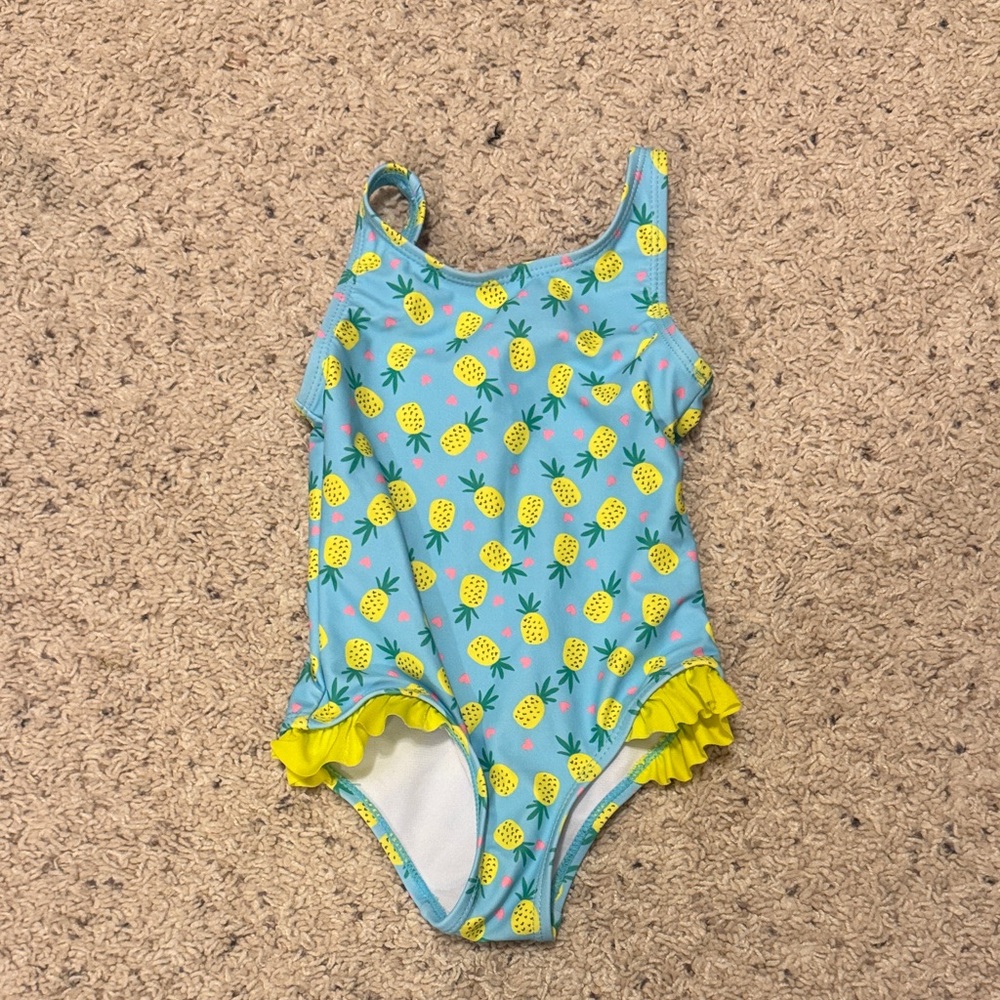 Kids Pineapple Print Swimsuit - Blue and Yellow